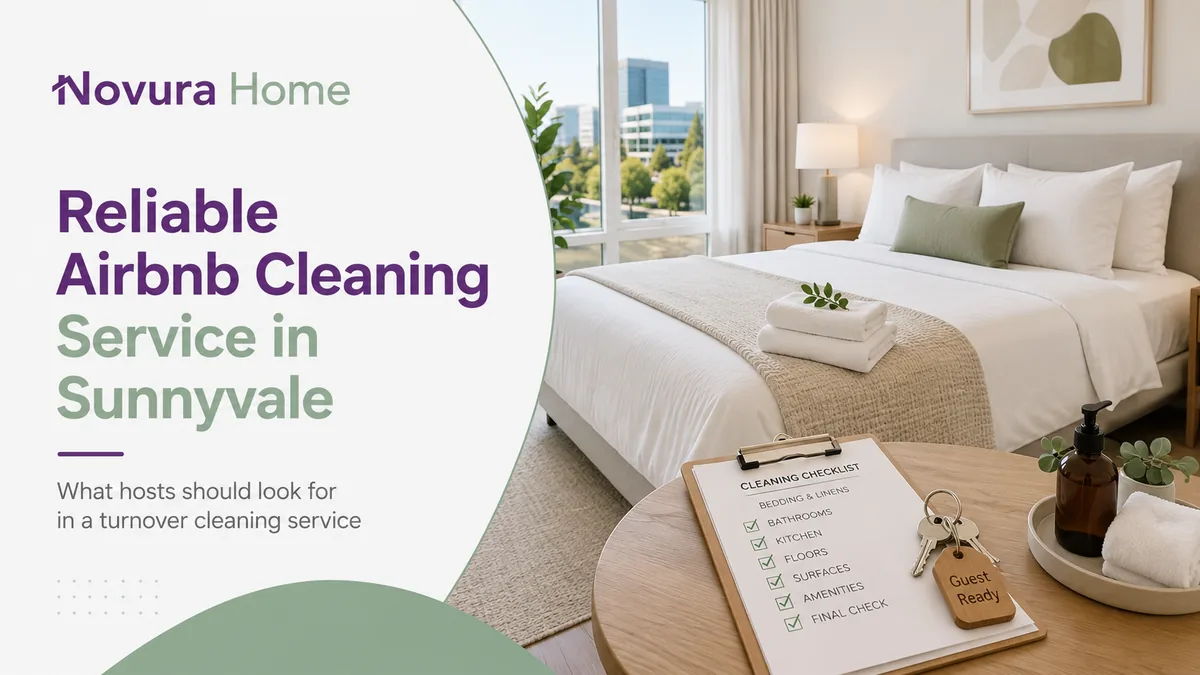 Guest-ready Sunnyvale Airbnb bedroom with a cleaning checklist and keys on the nightstand